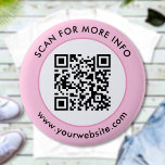 Chapa Redonda De 5 Cm Personalizado Código QR Texto Blanco rosado<br><div class="desc">Carga un código QR, agrega texto y crea fácilmente tu botón personalizado. Haga clic en EDIT para cambiar el color del borde o del texto. Puede TRANSFERIR este DISEÑO a otros productos de Zazzle y ajustarlo para que se ajuste a la mayoría de los artículos de Zazzle. Los diseños de...</div>