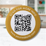 Chapa Redonda De 5 Cm Personalizado Código QR Texto de oro blanco negro<br><div class="desc">Cargue un código QR, agregue texto y cree fácilmente su botón personalizado. Haga clic en PERSONALIZAR MÁS AÚN para cambiar el color del borde o del texto. Puede TRANSFERIR este DISEÑO a otros productos de Zazzle y ajustarlo para que se ajuste a la mayoría de los artículos de Zazzle. Los...</div>