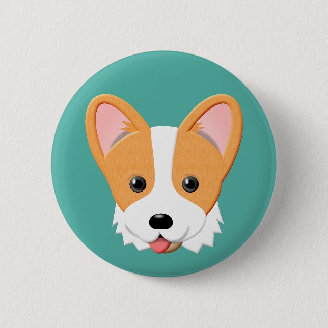 Chapa Redonda De 5 Cm Personalizado Corgi (Anverso)