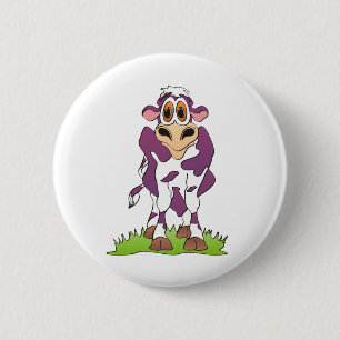Chapa Redonda De 5 Cm Personalizado Cow Purple