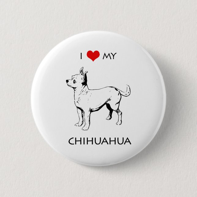 Chapa Redonda De 5 Cm Personalizado Cute Amo Mi Chihuahua (Anverso)
