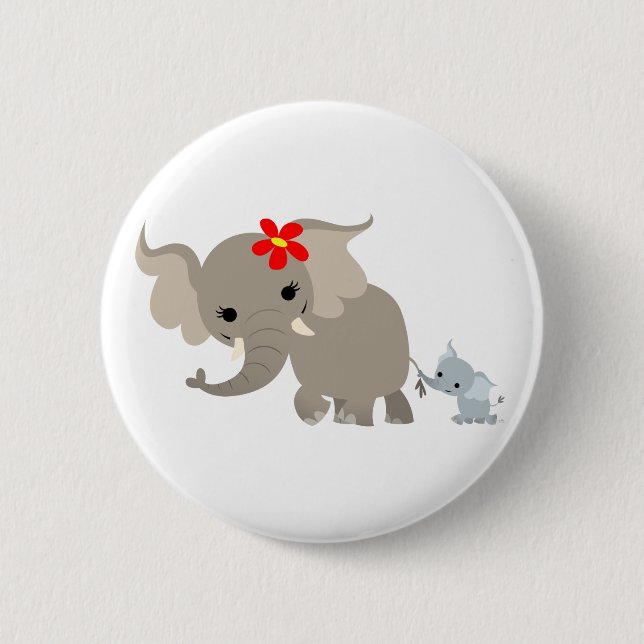 Chapa Redonda De 5 Cm Personalizado Cute Madre Elefante Y Llave Para Beb (Anverso)