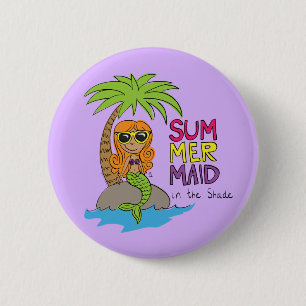 Chapa Redonda De 5 Cm Personalizado Cute Mermaid Kids
