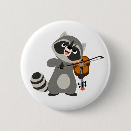 Chapa Redonda De 5 Cm Personalizado Cute Raccoon Jugando Violin