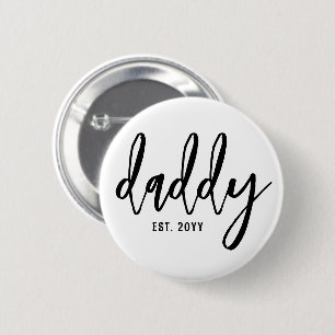 Chapa Redonda De 5 Cm Personalizado Daddy Est. Tipografía moderna del gu