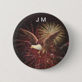 Chapa Redonda De 5 Cm Personalizado de águila y fuegos artificiales Mono