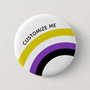 Chapa Redonda De 5 Cm Personalizado de bandera no binaria arcoiris no bi