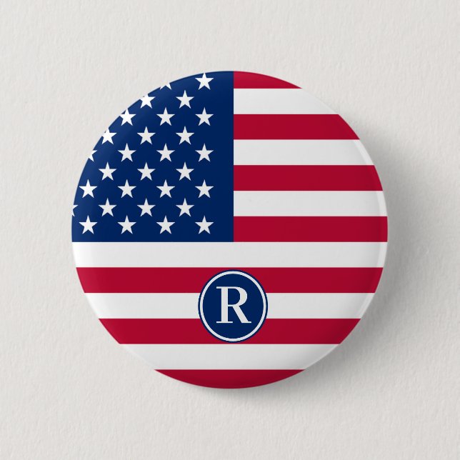 Chapa Redonda De 5 Cm Personalizado de Bandera usa (Anverso)