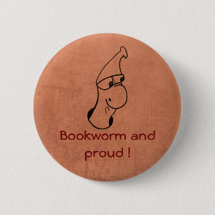 Chapa Redonda De 5 Cm Personalizado de gusanos de biblioteca con texto -