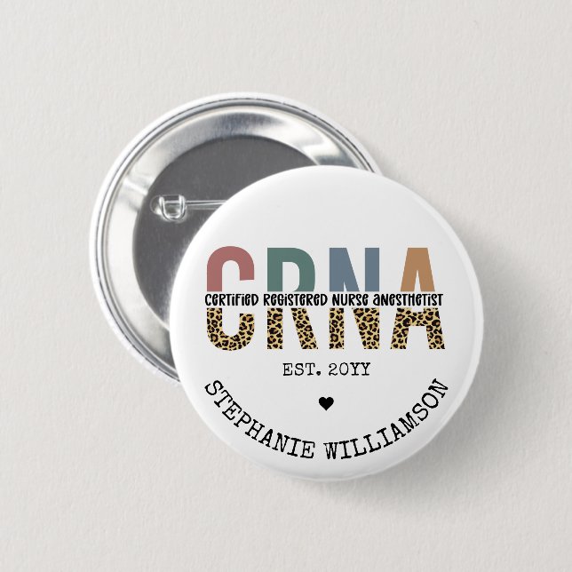 Chapa Redonda De 5 Cm Personalizado de la CRNA Certificado de enfermero  (Anverso y reverso)