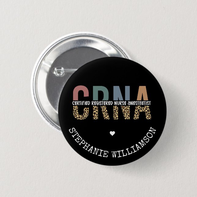 Chapa Redonda De 5 Cm Personalizado de la CRNA Certificado de enfermero  (Anverso y reverso)