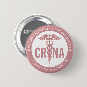 Chapa Redonda De 5 Cm Personalizado de la CRNA Certificado de enfermero 