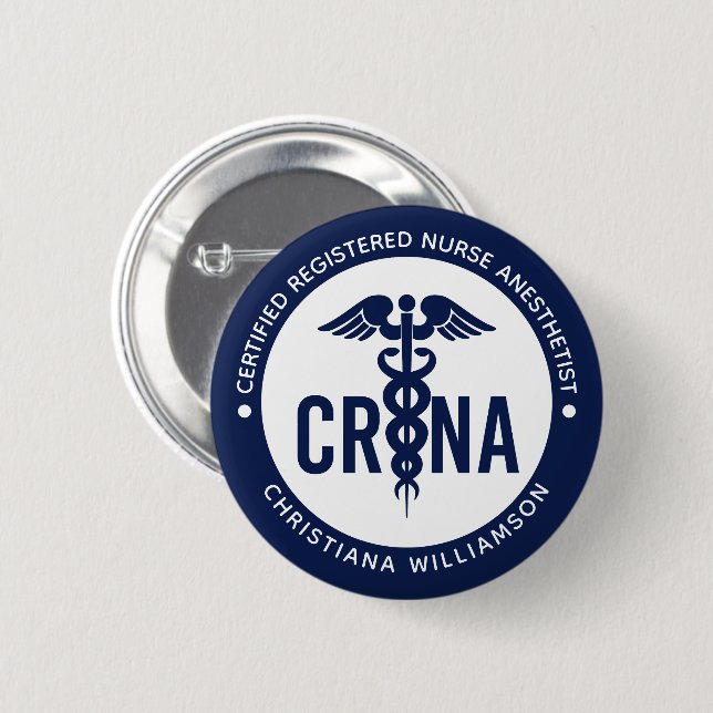 Chapa Redonda De 5 Cm Personalizado de la CRNA Certificado de enfermero  (Anverso y reverso)