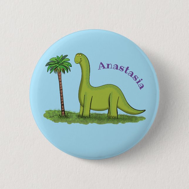 Chapa Redonda De 5 Cm Personalizado de los dinosaurios de brontosauro ve (Anverso)