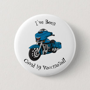 Chapa Redonda De 5 Cm Personalizado de moto azul feliz