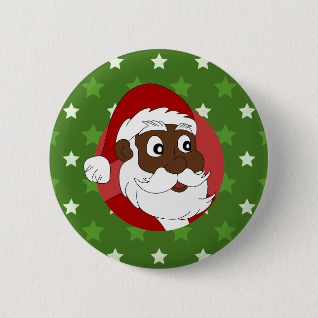 Chapa Redonda De 5 Cm Personalizado de Papá Noel Negro (Anverso)