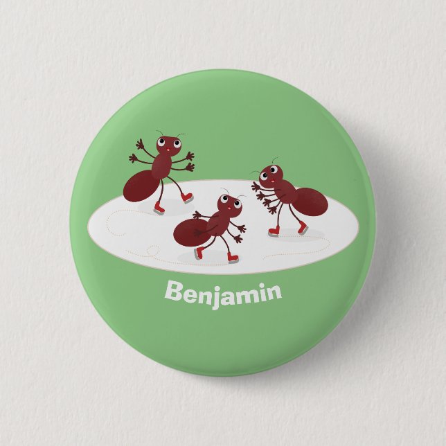 Chapa Redonda De 5 Cm Personalizado de patinaje sobre hielo de hormigas  (Anverso)