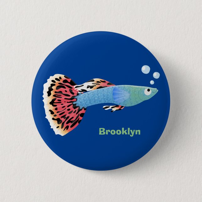 Chapa Redonda De 5 Cm Personalizado de peces tropicales adormilados (Anverso)