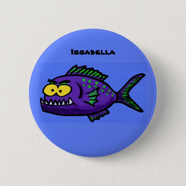 Chapa Redonda De 5 Cm Personalizado de pescado piraña (Anverso)