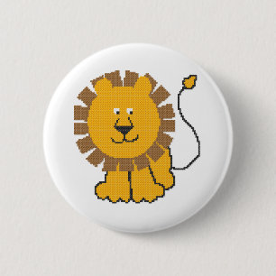 Chapa Redonda De 5 Cm Personalizado de puntos cruzados divertidos Lion