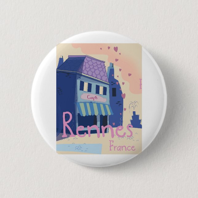 Chapa Redonda De 5 Cm Personalizado de Rennes France (Anverso)