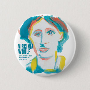 Chapa Redonda De 5 Cm Personalizado de retrato de Virginia Woolf   Bookl