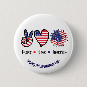 Chapa Redonda De 5 Cm personalizado de Símbolos Patrióticos "Peace Love