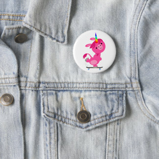 Chapa Redonda De 5 Cm Personalizado de Skateboarding de Cute Unicorn