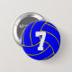 Chapa Redonda De 5 Cm Personalizado de voleibol azul Color y Jersey Núme (Anverso y reverso)
