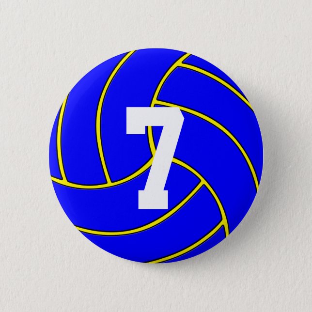 Chapa Redonda De 5 Cm Personalizado de voleibol azul Color y Jersey Núme (Anverso)