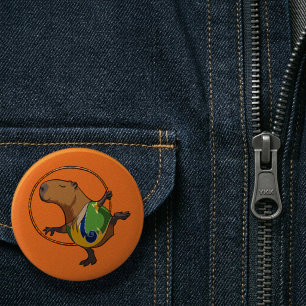 Chapa Redonda De 5 Cm Personalizado del capibara rítmico de gimnasia rít