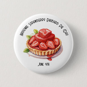 Chapa Redonda De 5 Cm Personalizado del Día Nacional de la Fresa Rhubarb
