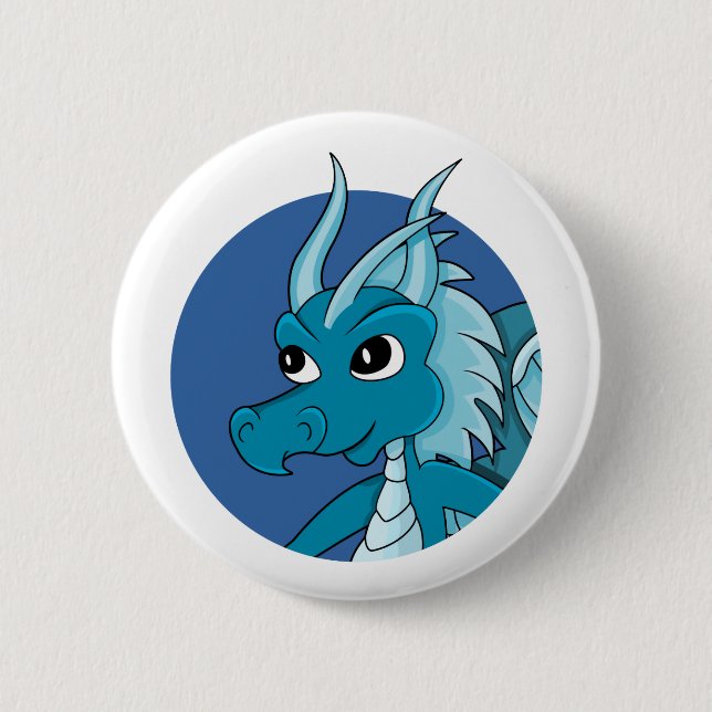 Chapa Redonda De 5 Cm Personalizado del dragón azul (Anverso)