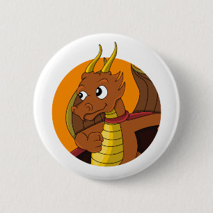 Chapa Redonda De 5 Cm personalizado del dragón naranja