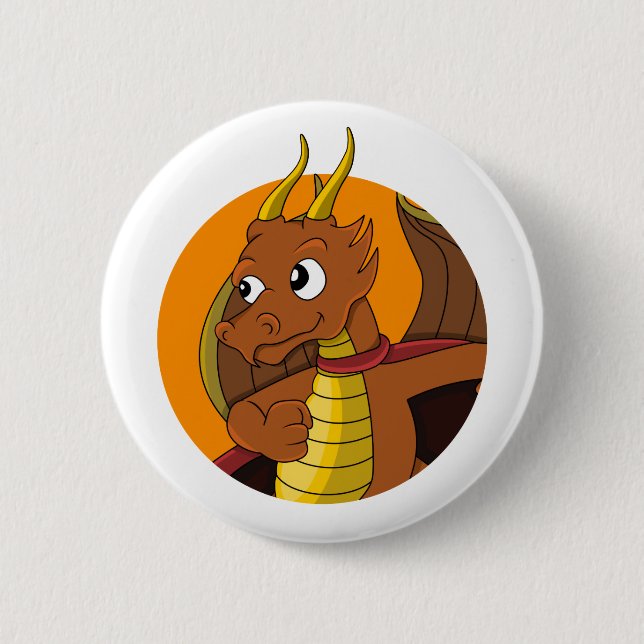 Chapa Redonda De 5 Cm personalizado del dragón naranja (Anverso)
