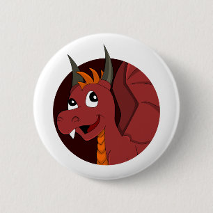Chapa Redonda De 5 Cm Personalizado del dragón rojo