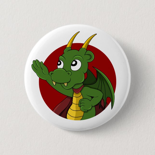 Chapa Redonda De 5 Cm Personalizado del dragón verde (Anverso)