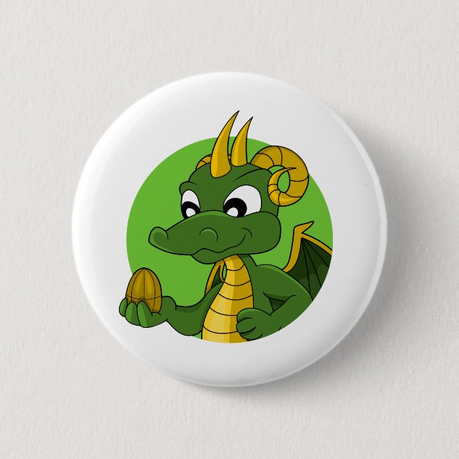 Chapa Redonda De 5 Cm Personalizado del dragón verde (Anverso)