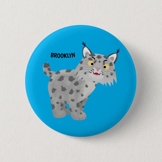 Chapa Redonda De 5 Cm Personalizado del lince del bobcat medio (Anverso)