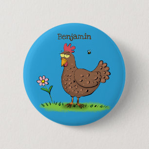 Chapa Redonda De 5 Cm Personalizado divertido de pollo rústico y caprich