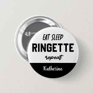 Chapa Redonda De 5 Cm Personalizado Eat Sleep Ringette Repeat Ringette P