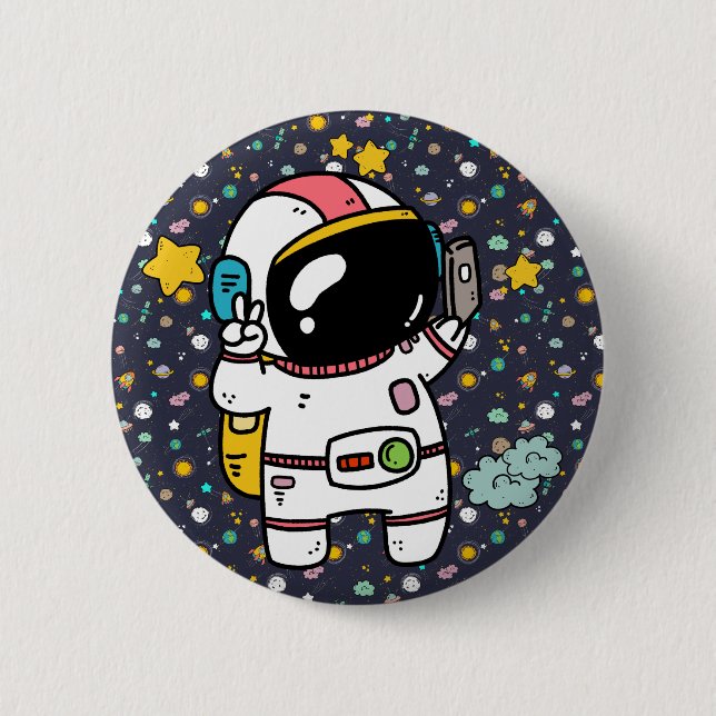 Chapa Redonda De 5 Cm Personalizado espacial astronauta (Anverso)