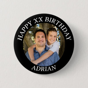 Chapa Redonda De 5 Cm Personalizado Feliz Fotos de Cumpleaños y Nombre d