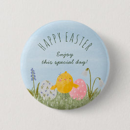 Chapa Redonda De 5 Cm Personalizado Feliz Pascua linda acuarela
