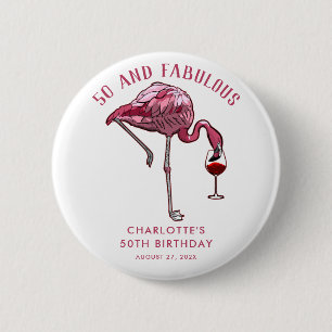 Chapa Redonda De 5 Cm Personalizado Flamingo 50.ª franja de Novedad de c