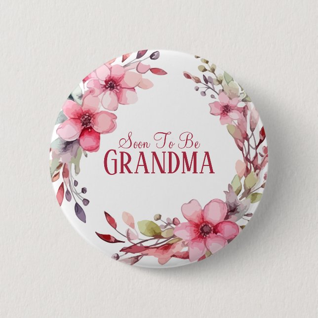 Chapa Redonda De 5 Cm Personalizado floral Abuela será Baby Shower (Anverso)