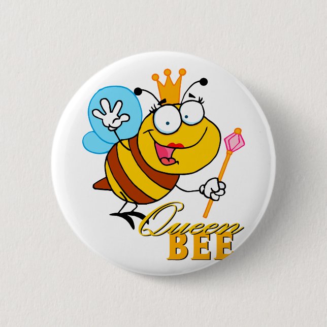 Chapa Redonda De 5 Cm personalizado gracioso abeja reina con texto (Anverso)