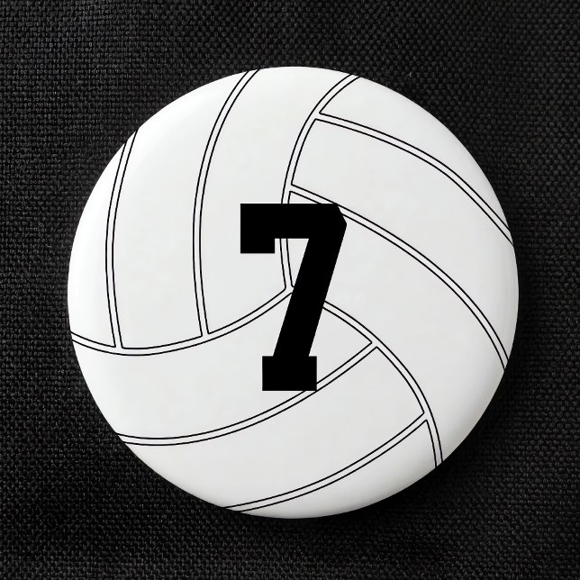 Chapa Redonda De 5 Cm Personalizado Jersey Número Número Voleibol redond (Personalized volleyball round button with custom jersey number or text. Great for volleyball teams.)