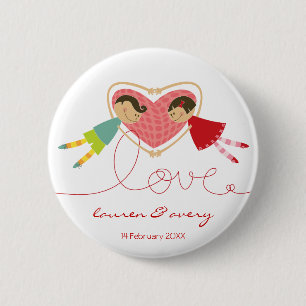 Chapa Redonda De 5 Cm Personalizado lindo Chica amor Boda comprometido b