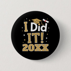 Chapa Redonda De 5 Cm Personalizado Lo Hice Graduación Graduado De Oro P